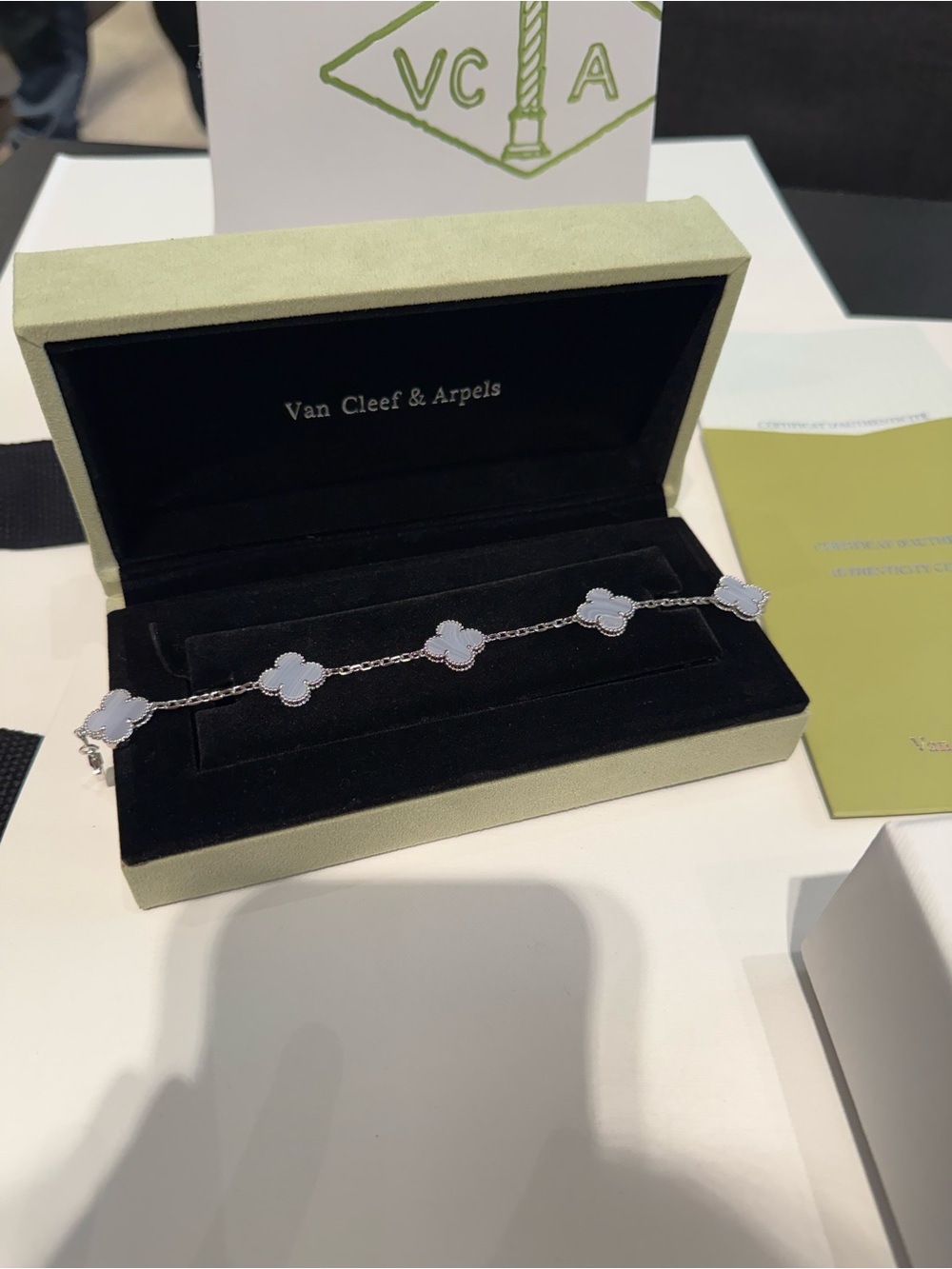 Van Cleef & Arpels Vintage Alhambra 5-Motif Bracelet/Chalcedony